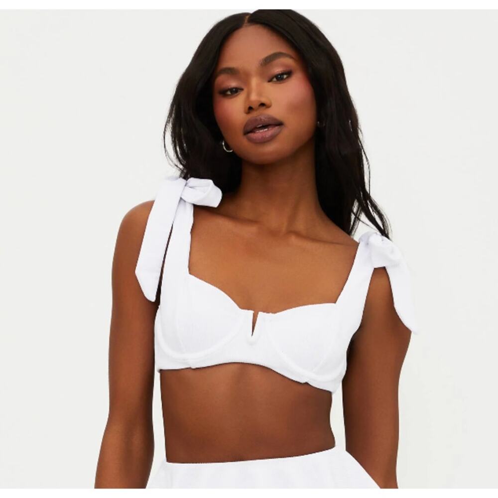 BEACH RIOT Blair Bikini Top in White Size Large